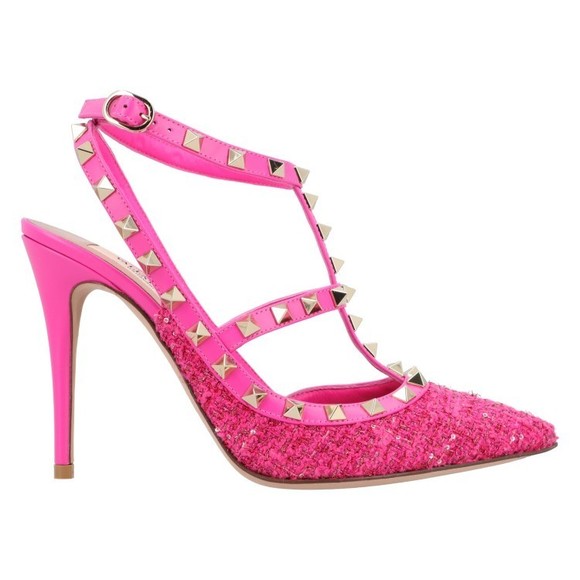 Valentino Caged 100 Tweed & Leather Pump Pink - NWT - Picture 1 of 6